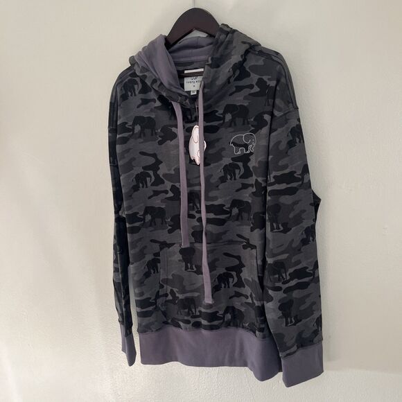 IVORY ELLA Limited Edition Women’s Grayscale Camo Elephant Print Hoodie- Medium - Picture 4 of 11
